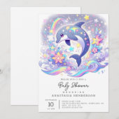 Onder het Zee Dolfijn Baby shower Kaart (Voorkant / Achterkant)