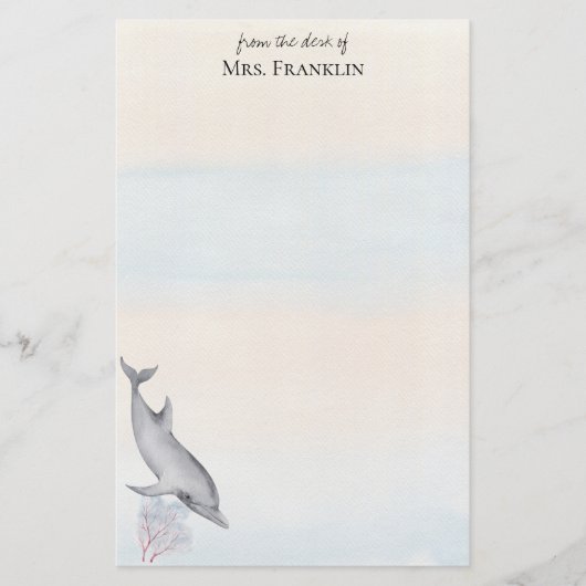Onder het Zee Dolfijn Gepersonaliseerd 2 Briefpapier (Voorkant)
