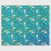 Onder het zee dolfijnen en jongen verjaardagsfeest cadeaupapier (Vlak)