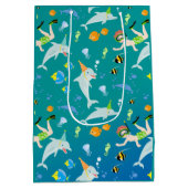 Onder het zee dolfijnen en jongen verjaardagsfeest medium cadeauzakje (Achterkant)