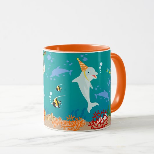 Onder het zee dolfijnen en jongen verjaardagsfeest mok (Voorkant rechts)