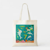 Onder het zee dolfijnen en jongen verjaardagsfeest tote bag (Achterkant)