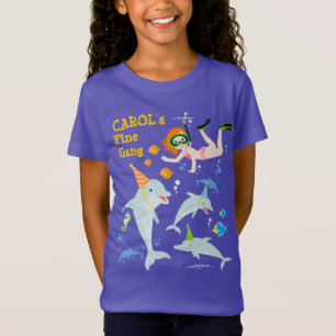 Onder het zee dolfijnen en meisje Verjaardagsfeest T-shirt