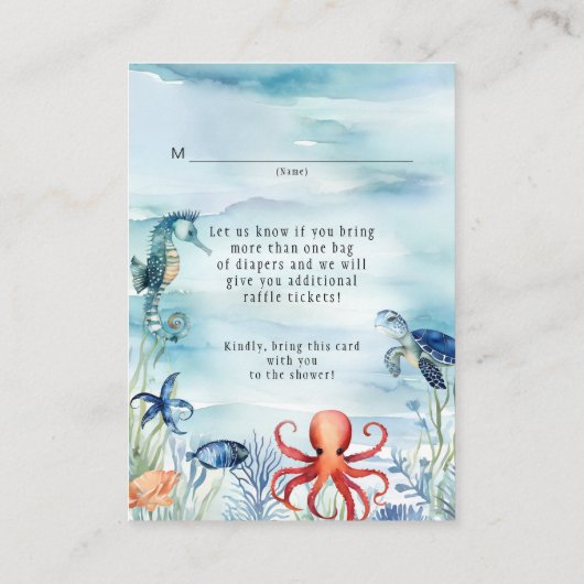 Onder het Zee Dolfijnschildpad Blauwe Luier Raffle Informatiekaartje (Achterkant)