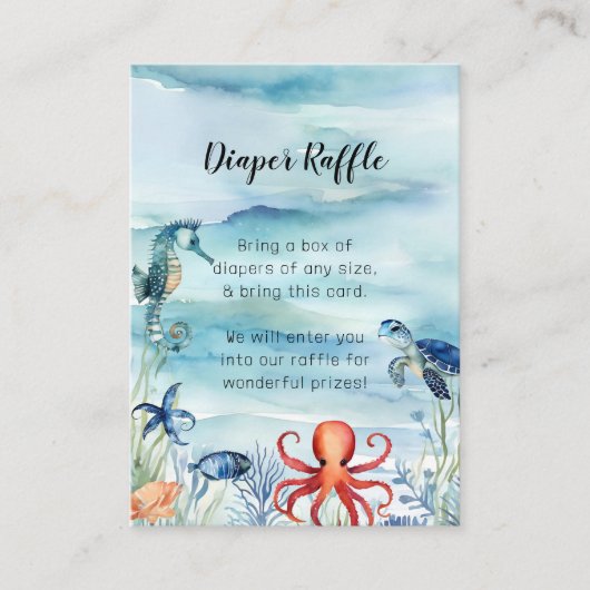 Onder het Zee Dolfijnschildpad Blauwe Luier Raffle Informatiekaartje (Voorkant)
