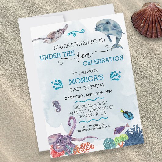 Onder het Zee Dolphin Birthday Ocean Turtle Kaart