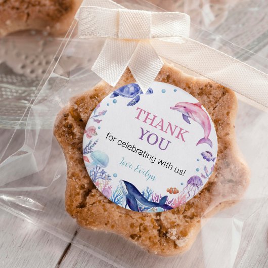 Onder het Zee Dolphin Sticker Labels Verjaardag