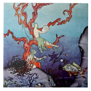 "Onder het Zee" door Viriginia Frances Sterrett Tegeltje
