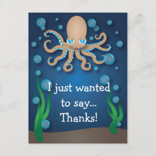 Onder het Zee Ecru Octopus Dank u Briefkaart