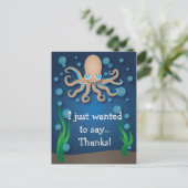 Onder het Zee Ecru Octopus Thank You Briefkaart (Staand voorkant)