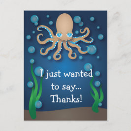 Onder het Zee Ecru Octopus Thank You Briefkaart