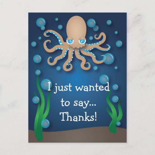 Onder het Zee Ecru Octopus Thank You Briefkaart (Voorkant)