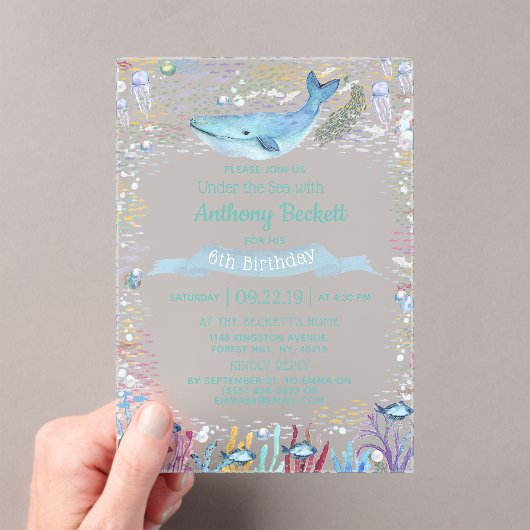 Onder het Zee elke ouderdom Acryl Uitnodigingen (Insitu (Draagbaar))