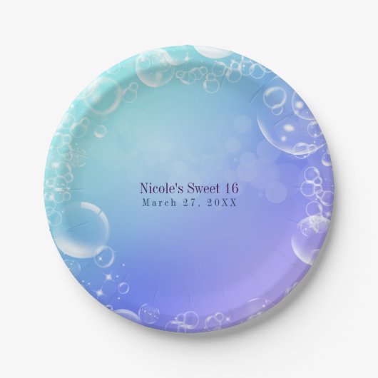 Onder het Zee Enchanted Bubbles Custom Party Papieren Bordje (Voorkant)