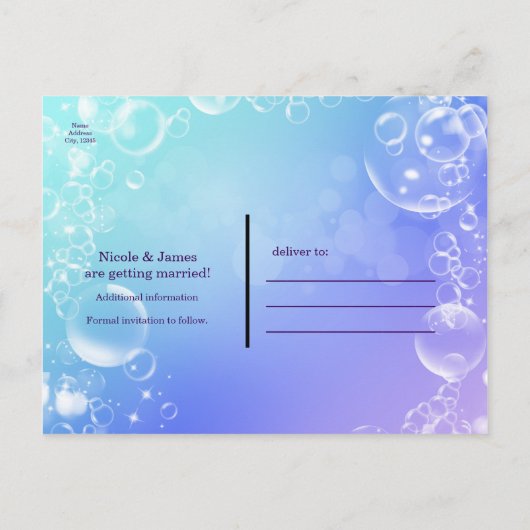 Onder het Zee Enchanted Bubbles Sla de datum op Aankondigingskaart (Achterkant)