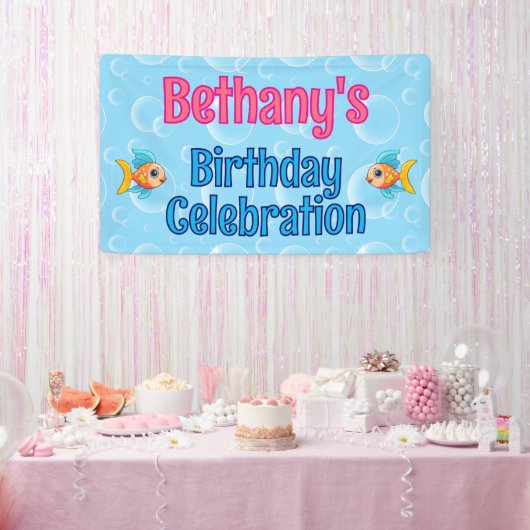 Onder het Zee Fish Custom Birthday Spandoek (Feest)
