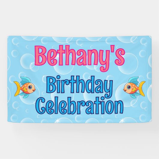 Onder het Zee Fish Custom Birthday Spandoek (Horizontaal)