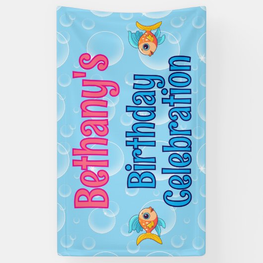 Onder het Zee Fish Custom Birthday Spandoek (Verticaal)