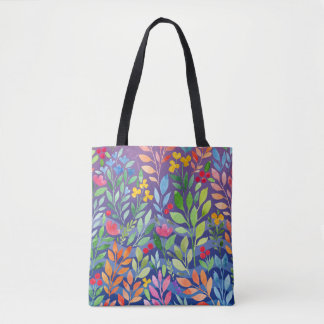 Onder het Zee Floral Waterverf Paarse Draagtas