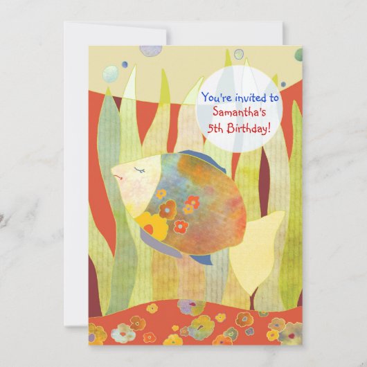 Onder het Zee Flower Fish Verjaardagsfeest Kaart (Voorkant)
