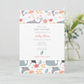 Onder het Zee Friends Pattern Invitation Kaart (Staand voorkant)