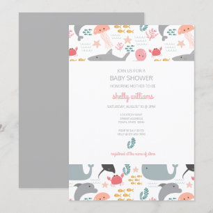 Onder het Zee Friends Pattern Invitation Kaart