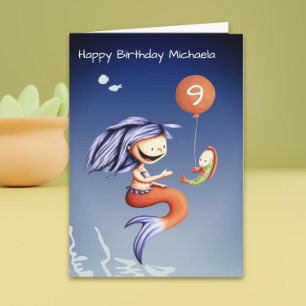 Onder het Zee Fun Mermaid Girl Birthday Kaart