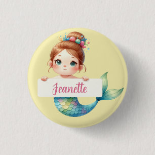 Onder het Zee - Gepersonaliseerde Zeemeermin Ronde Button 3,2 Cm