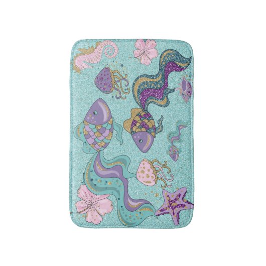 Onder het Zee Glittering Pastel Bath Mat (Voorkant Verticaal)