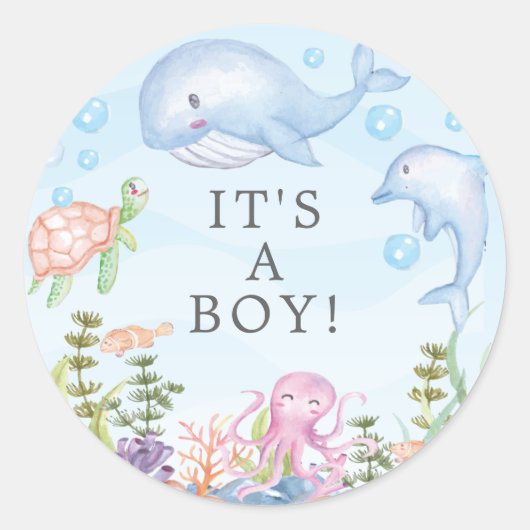 Onder het Zee is het een Boy Favor Sticker (Voorkant)