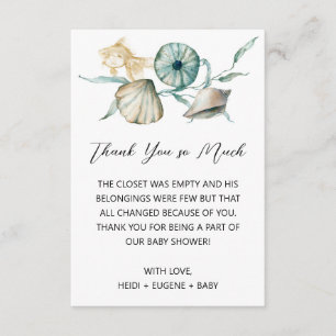 Onder het Zee Jellyfish Baby shower Thank You Card Informatiekaartje