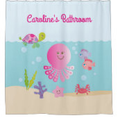 Onder het Zee Kind Roze Girl's Bathroom Douchegordijn (Voorkant)