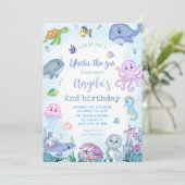 Onder het Zee Kinderen Birthday Party Kaart (Staand voorkant)