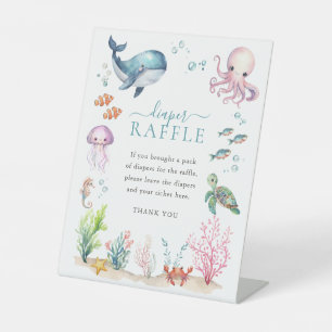 Onder het Zee Kleurrijke Baby showers luier Raffle Reclamebord Met Voetstuk
