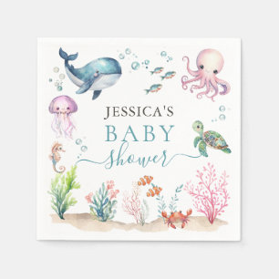 Onder het Zee Kleurrijke Ocean Animals Baby shower Servet