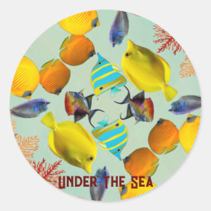 Onder het Zee Koralen Vissen Blauw Water Marine Li Ronde Sticker