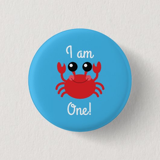 Onder het Zee Krab 1e Verjaardag Button Pin (Voorkant)