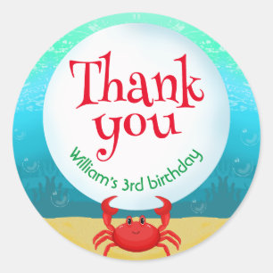 Onder het Zee Krab met Bubble verjaardagsfeestje Ronde Sticker