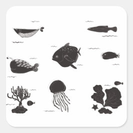 Onder het Zee Life Vierkante Sticker