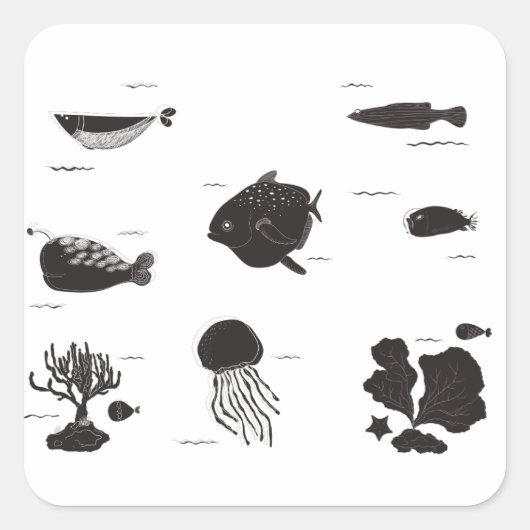 Onder het Zee Life Vierkante Sticker (Voorkant)