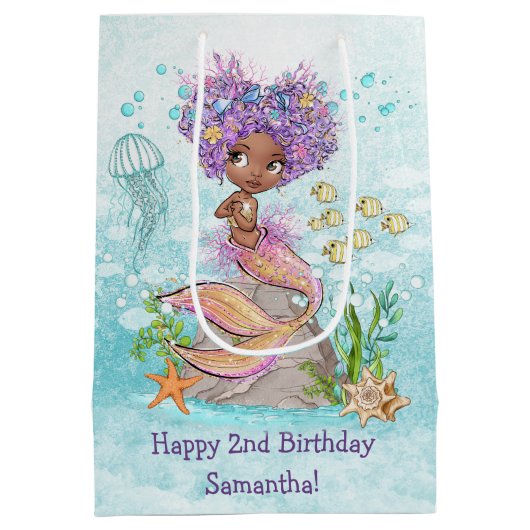 Onder het Zee Little Mermaid Birthday Medium Cadeauzakje (Achterkant)