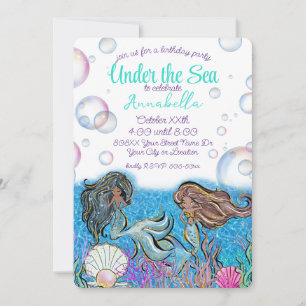 Onder het Zee Little Mermaid Princess Theme Party Kaart