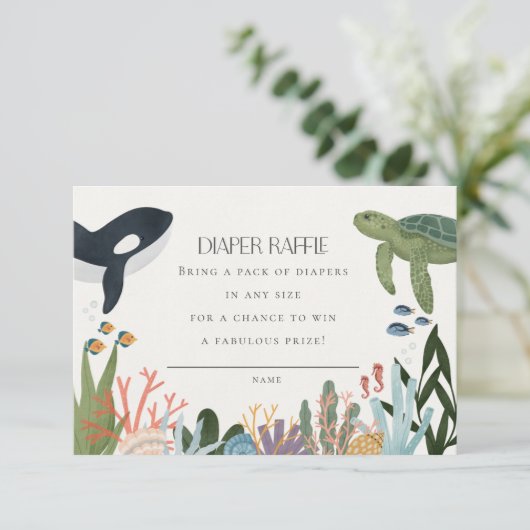 Onder het Zee Luier Raffle Invitation Insert Informatiekaartje (Staand voorkant)