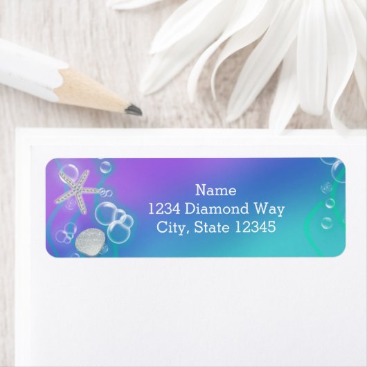 Onder het Zee magische Paarse partij Adresetikette Etiket (Insitu)