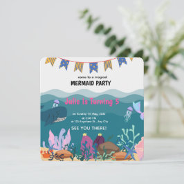 Onder het Zee Meermaid Birthday Party Birthday Kaart