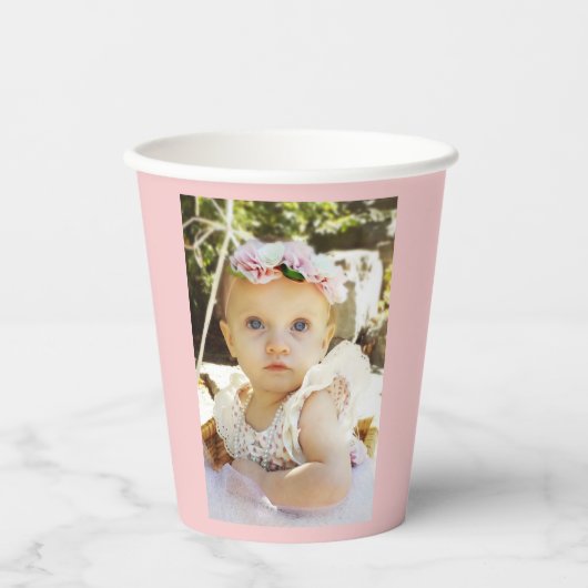 Onder het Zee Meisjes 1e Verjaardag Roze Papieren Bekers (Voorkant)