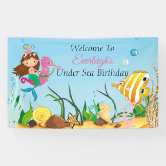 Onder het Zee Mermaid Birthday Banner