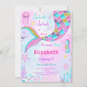 Onder het Zee Mermaid Birthday Invitation Kaart (Voorkant)