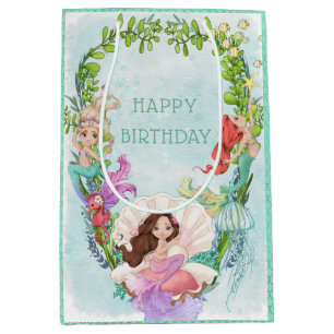 Onder het Zee Mermaid Birthday Medium Gift Bag Medium Cadeauzakje