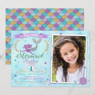 Onder het Zee Mermaid Birthday Party Invitation Kaart